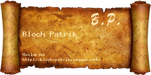 Bloch Patrik névjegykártya